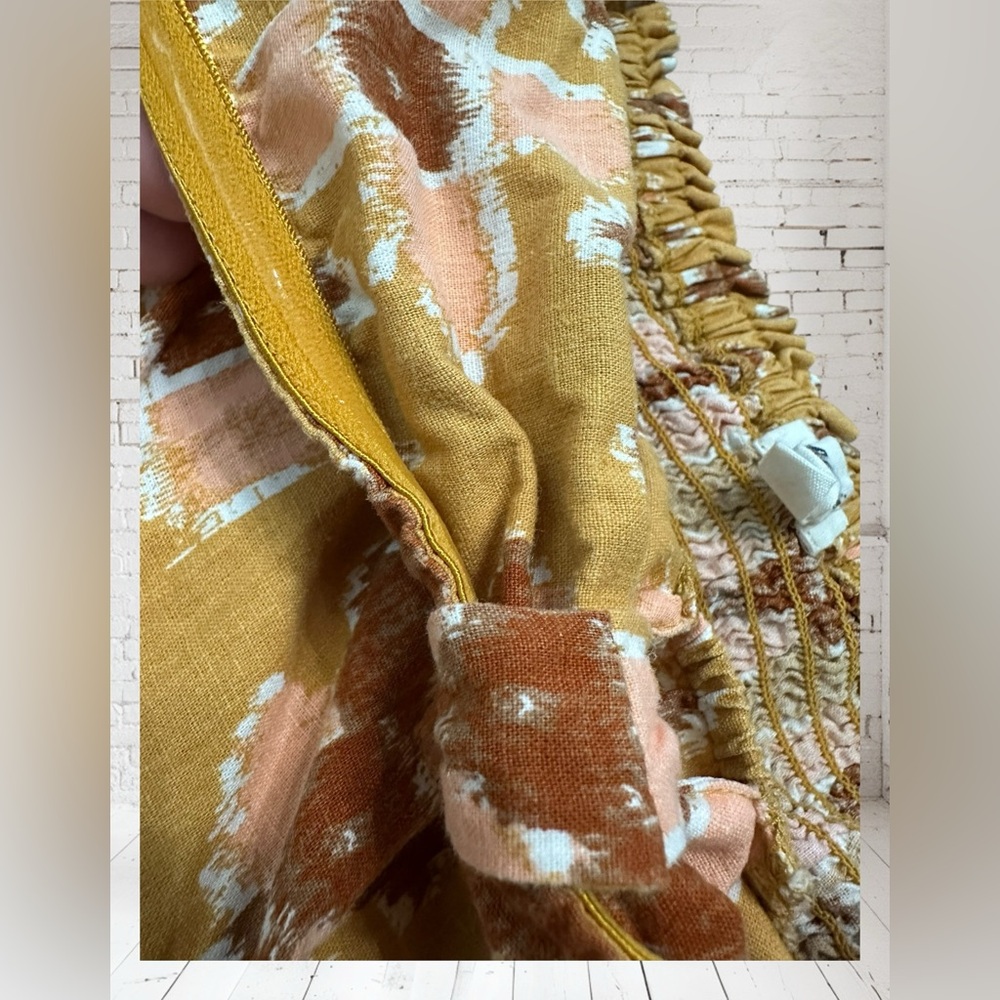 Aerie Strapless Linen Blend Dress.
Gold/brown/pink. Size : XL - Picture 11 of 12